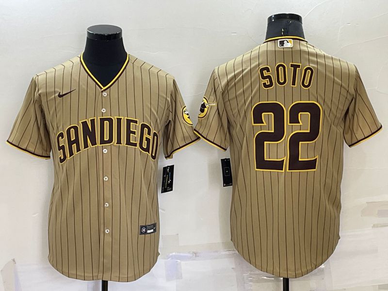 Men San Diego Padres 22 Soto brown Game Nike 2022 MLB Jersey